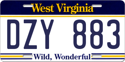 WV license plate DZY883