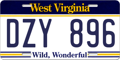 WV license plate DZY896