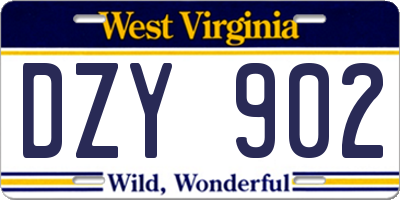 WV license plate DZY902