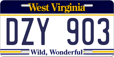 WV license plate DZY903