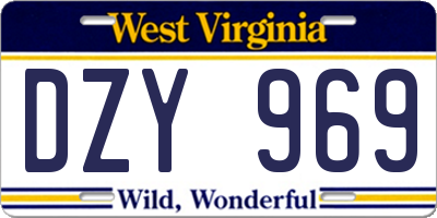 WV license plate DZY969