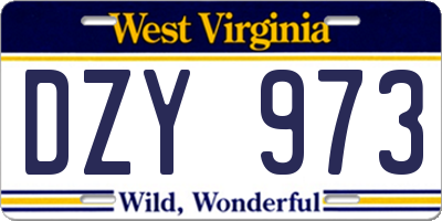 WV license plate DZY973