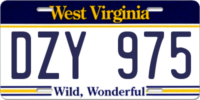 WV license plate DZY975