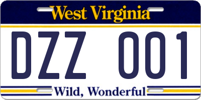 WV license plate DZZ001