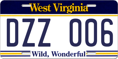 WV license plate DZZ006
