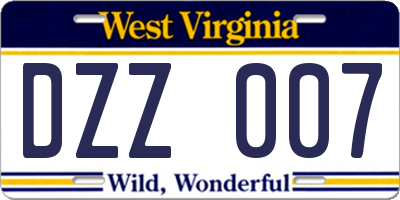 WV license plate DZZ007