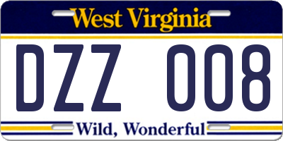 WV license plate DZZ008