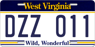 WV license plate DZZ011