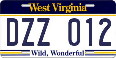 WV license plate DZZ012