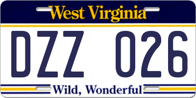 WV license plate DZZ026