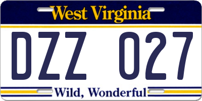 WV license plate DZZ027