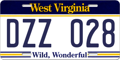 WV license plate DZZ028