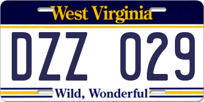 WV license plate DZZ029