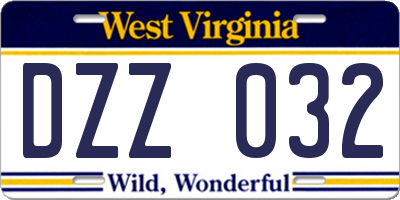 WV license plate DZZ032