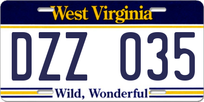 WV license plate DZZ035