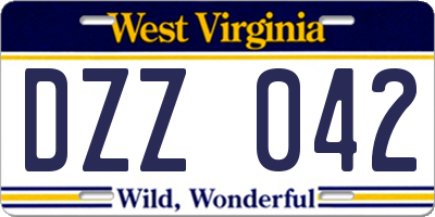 WV license plate DZZ042