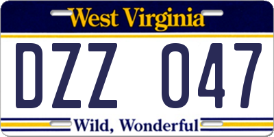 WV license plate DZZ047