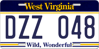 WV license plate DZZ048