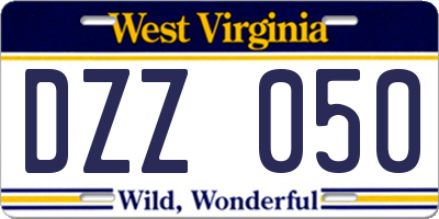 WV license plate DZZ050