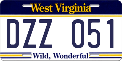 WV license plate DZZ051