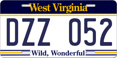 WV license plate DZZ052