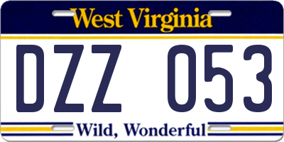 WV license plate DZZ053