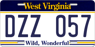 WV license plate DZZ057