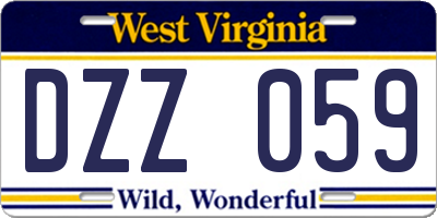 WV license plate DZZ059