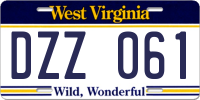 WV license plate DZZ061