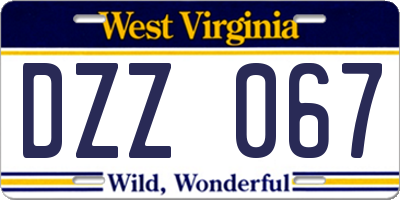 WV license plate DZZ067