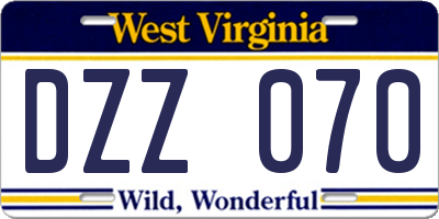 WV license plate DZZ070