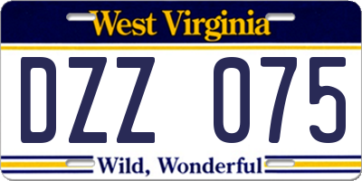 WV license plate DZZ075