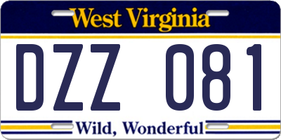 WV license plate DZZ081
