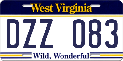 WV license plate DZZ083