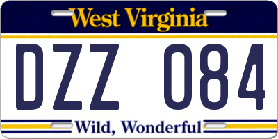 WV license plate DZZ084