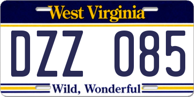 WV license plate DZZ085