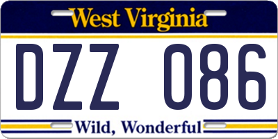 WV license plate DZZ086