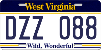 WV license plate DZZ088