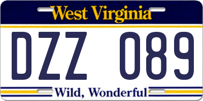 WV license plate DZZ089