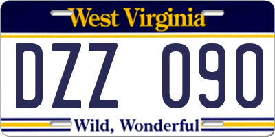 WV license plate DZZ090