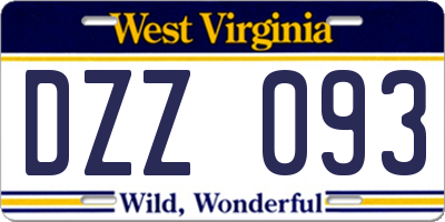 WV license plate DZZ093