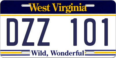WV license plate DZZ101