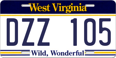WV license plate DZZ105