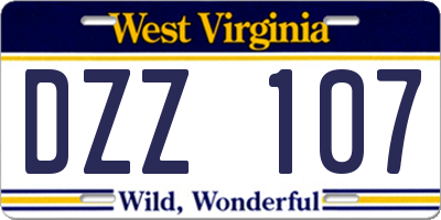 WV license plate DZZ107