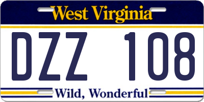 WV license plate DZZ108