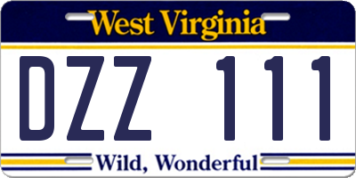 WV license plate DZZ111
