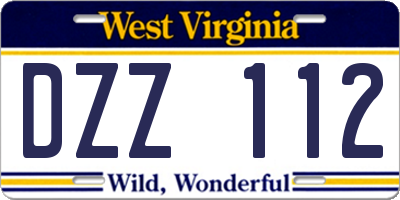 WV license plate DZZ112