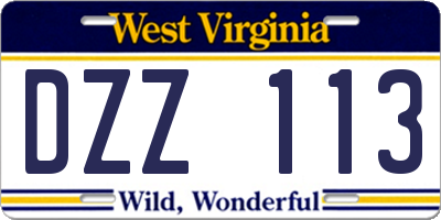 WV license plate DZZ113