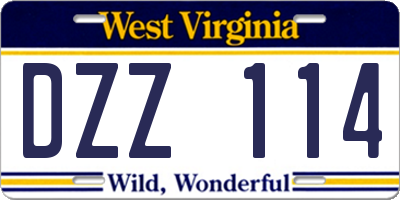 WV license plate DZZ114