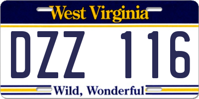 WV license plate DZZ116